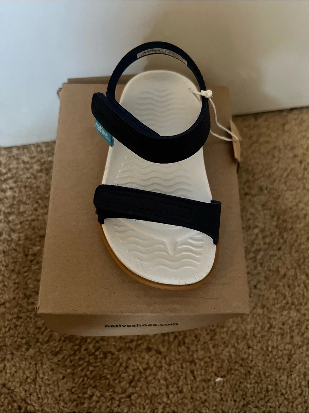 Native Kids Navy Blue Sandal with Tan Sole